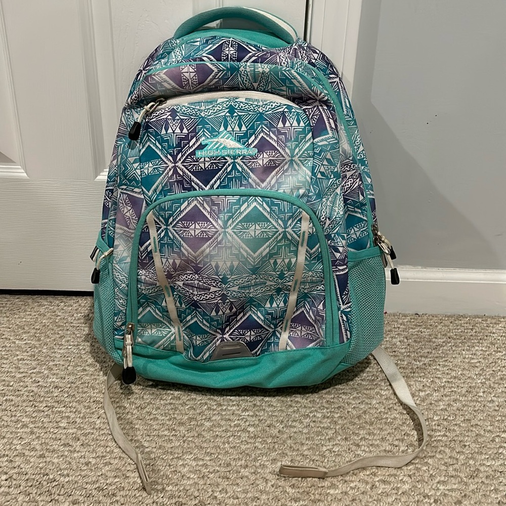 High Sierra Blue and Purple Geometric Backpack